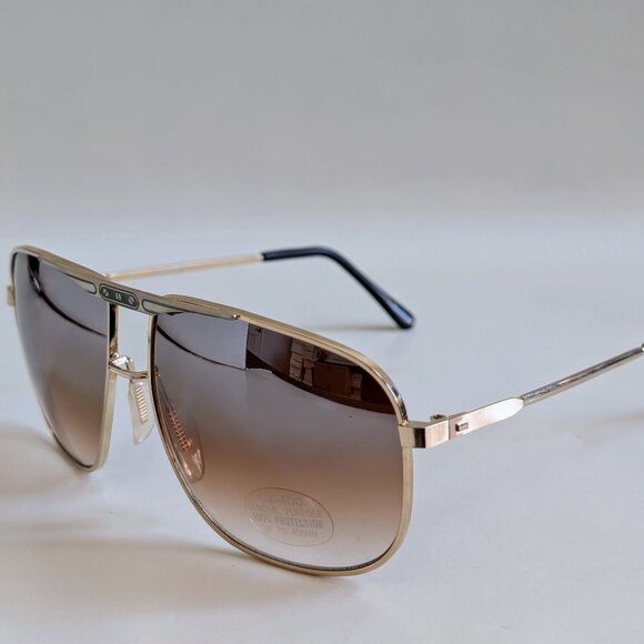 NWT Vintage 90's Large Square Metal Sport Sunglasses (S. Gold) - Picture 3 of 5